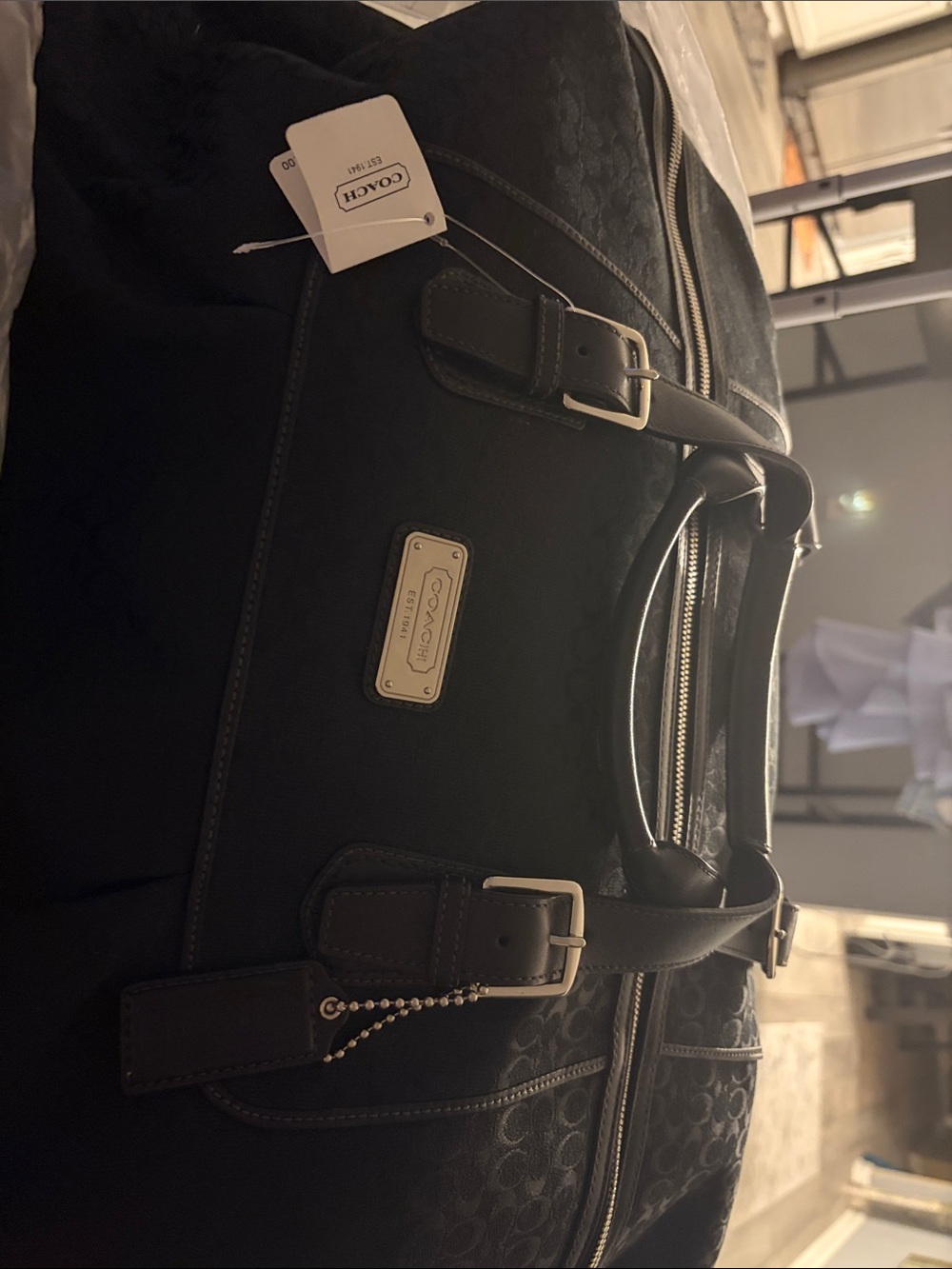Coach Black Signature Canvas Duffel Bag
